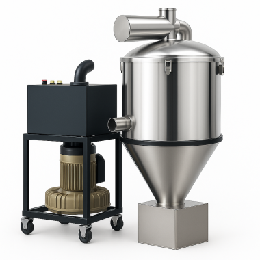 The CS-350 uses negative pressure vacuum conveying to automatically transport a wide variety of powders and granules.