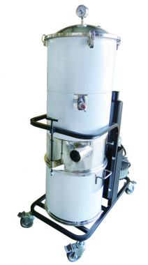 The YC-33 is a dual-stage filtration vacuum cleaner combining cyclone separation and a manual shaking bag filter.